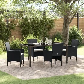 Conjunto de Comedor para Jardín de 5 Piezas Negro Ratán Polimérico de , Sillas de jardín - Ref: Foro24-3379725, Precio: 346,4...