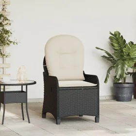 Sillón reclinable con cojín de poliratán negro de , Sillas de jardín - Ref: Foro24-42003418, Precio: 139,78 €, Descuento: -5%%