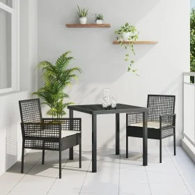 Sillas de Jardín 2 pcs con Cojines Negro Poliratán by , Garden chairs - Ref: Foro24-42003445, Price: 118,24 €, Discount: -5%%