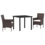 Conjunto de Comedor de Jardín de 3 Piezas Marrón Poliratán de , Sillas de jardín - Ref: Foro24-3379744, Precio: 226,56 €, Des...