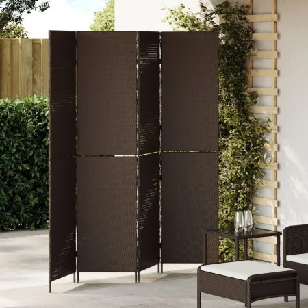 Divisor de habitación 4 paneles plegable marrón 195x180 cm poli ratán | Foro24.es | Tu tienda online para hogar, jardín y más Foro24.es
