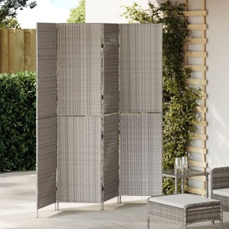 Divisor de habitaciones 4 paneles plegable gris 195x180 cm poli ratán by , Room dividers - Ref: Foro24-42003674, Price: 149,8...