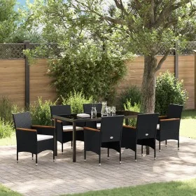 Set de Comedor para Jardín de 7 Piezas en Poliratán Negro de , Sillas de jardín - Ref: Foro24-3379756, Precio: 497,25 €, Desc...