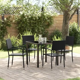 Set de Comedor de Jardín de 5 Piezas Negro