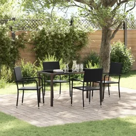 Set de Comedor Jardín 5 Piezas Negro Poliratán de , Sillas de jardín - Ref: Foro24-3379907, Precio: 192,87 €, Descuento: -5%%