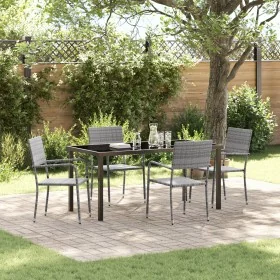 Juego de Comedor de 5 Piezas para Jardín Poliratán Gris de , Sillas de jardín - Ref: Foro24-3379915, Precio: 219,41 €, Descue...