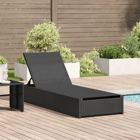 Tumbona Negra 60x200x27 cm de Ratán Sintético by , Loungers - Ref: Foro24-42004125, Price: 170,28 €, Discount: -5%%