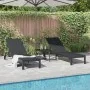 Tumbonas 2 pcs con ruedas y mesa negro de poliratán de , Tumbonas - Ref: Foro24-42004131, Precio: 258,53 €, Descuento: -5%%