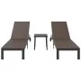 Tumbonas 2 pcs con Ruedas y Mesa Marrón Poliratán | Foro24.es | Tu tienda online para hogar, jardín y más Foro24.es