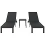 Tumbonas 2 pcs con ruedas y mesa negro de poliratán de , Tumbonas - Ref: Foro24-42004131, Precio: 258,53 €, Descuento: -5%%