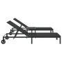 Tumbonas 2 pcs con ruedas y mesa negro de poliratán de , Tumbonas - Ref: Foro24-42004131, Precio: 258,53 €, Descuento: -5%%