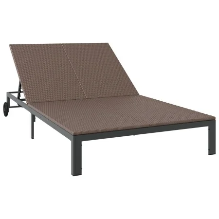 Tumbona con cojines y ruedas para 2 personas color marrón de ratán polivalente by , Loungers - Ref: Foro24-42004132, Price: 1...