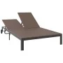 Tumbona con cojines y ruedas para 2 personas color marrón de ratán polivalente by , Loungers - Ref: Foro24-42004132, Price: 1...