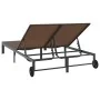 Tumbona con cojines y ruedas para 2 personas color marrón de ratán polivalente by , Loungers - Ref: Foro24-42004132, Price: 1...