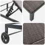 Tumbona con cojines y ruedas para 2 personas color marrón de ratán polivalente by , Loungers - Ref: Foro24-42004132, Price: 1...