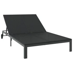 Tumbona con cojines y ruedas para 2 personas, Negro, Poliratán de , Tumbonas - Ref: Foro24-42004133, Precio: 170,01 €, Descue...