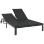 Tumbona con cojines y ruedas para 2 personas, Negro, Poliratán by , Loungers - Ref: Foro24-42004133, Price: 170,01 €, Discoun...