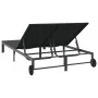 Tumbona con cojines y ruedas para 2 personas, Negro, Poliratán by , Loungers - Ref: Foro24-42004133, Price: 170,01 €, Discoun...