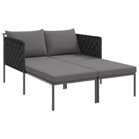 Tumbona con cojines para 2 personas Anthracite 115x153x69,5 cm Acero de , Tumbonas - Ref: Foro24-42004135, Precio: 255,98 €, ...