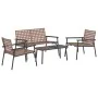 Set de café para exteriores de 4 piezas en ratán y acero marrón | Foro24.es | Tu tienda online para hogar, jardín y más Foro24.es