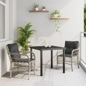 Set de Comedor de Jardín de 3 Piezas con Cojines Ratán Poliéster Gris Claro von , Gartenstühle - Ref: Foro24-3380239, Preis: ...
