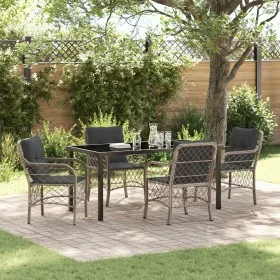 Set de Comedor de Jardín de 5 Piezas con Cojines Gris Claro Rattan PE von , Gartenstühle - Ref: Foro24-3380242, Preis: 512,87...