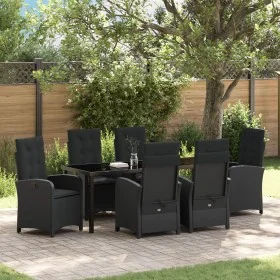 Set de comedor de jardín de 7 piezas con cojines - Poliratán negro von , Gartenstühle - Ref: Foro24-3380265, Preis: 861,83 €,...