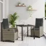 Conjunto de Comedor de Jardín de 3 Piezas con Cojines Grises Poliratán by , Garden chairs - Ref: Foro24-3380386, Price: 389,6...