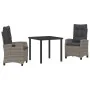Conjunto de Comedor de Jardín de 3 Piezas con Cojines Grises Poliratán by , Garden chairs - Ref: Foro24-3380386, Price: 389,6...