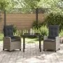 Conjunto de Comedor de Jardín de 3 Piezas con Cojines Grises Poliratán by , Garden chairs - Ref: Foro24-3380386, Price: 389,6...