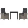 Conjunto de Comedor de Jardín de 3 Piezas con Cojines Grises Poliratán by , Garden chairs - Ref: Foro24-3380386, Price: 389,6...