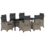 Conjunto de Comedor de Jardín de 7 Piezas con Cojines Gris Poliratán de , Sillas de jardín - Ref: Foro24-3380391, Precio: 1,0...