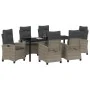Conjunto de Comedor de Jardín de 7 Piezas con Cojines Gris Poliratán de , Sillas de jardín - Ref: Foro24-3380391, Precio: 1,0...