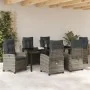 Conjunto de Comedor de Jardín de 7 Piezas con Cojines Gris Poliratán de , Sillas de jardín - Ref: Foro24-3380391, Precio: 1,0...