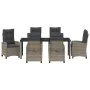 Conjunto de Comedor de Jardín de 7 Piezas con Cojines Gris Poliratán de , Sillas de jardín - Ref: Foro24-3380391, Precio: 1,0...