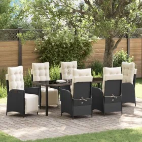 Juego de Comedor de Jardín de 7 Piezas Rattan Poliéster Negro de , Sillas de jardín - Ref: Foro24-3380531, Precio: 995,72 €, ...