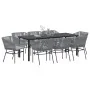 Conjunto de Comedor de Jardín de 9 Piezas con Cojines Gris Poliratán | Foro24.es | Tu tienda online para hogar, jardín y más Foro24.es