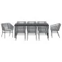 Conjunto de Comedor de Jardín de 9 Piezas con Cojines Gris Poliratán | Foro24.es | Tu tienda online para hogar, jardín y más Foro24.es