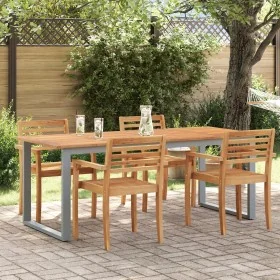 Mesa de Comedor Exterior Gris 200x90x75 cm Acero