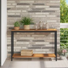 Mesa de Exterior Natural y Negra 35x110x75 cm de Madera Sólida y Acero de , Mesas de jardín - Ref: Foro24-4010607, Precio: 12...