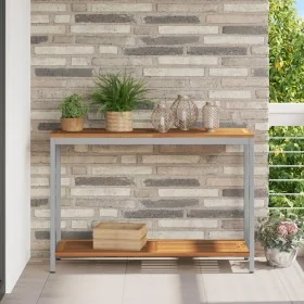 Mesa de Exterior Natural y Gris 35x110x75 cm