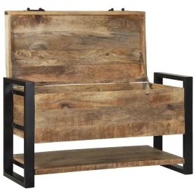 Baúles de Almacenamiento Mango Rugoso Madera Sólida 80 x 35 x 45 cm de , Baúles de almacenamiento - Ref: Foro24-4015975, Prec...