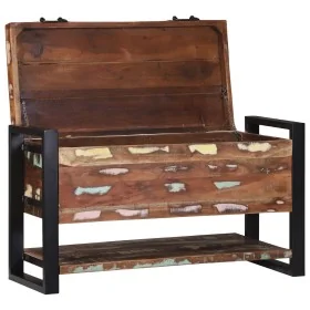 Caja de Almacenamiento Multicolor 80x35x45 cm de Madera Sólida Recuperada de , Baúles de almacenamiento - Ref: Foro24-4015976...
