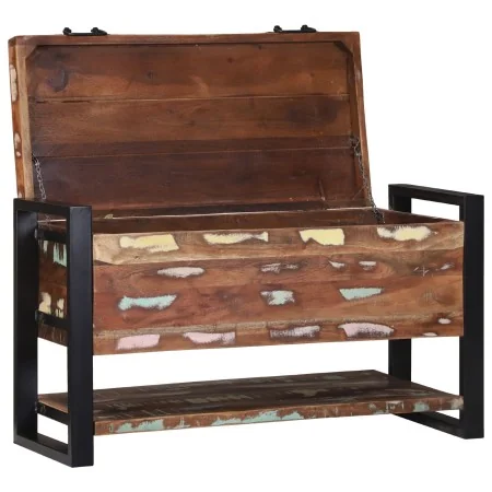 Caja de Almacenamiento Multicolor 80x35x45 cm de Madera Sólida Recuperada de , Baúles de almacenamiento - Ref: Foro24-4015976...
