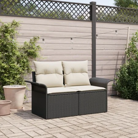 Sofá de Jardín de 2 Plazas con Cojines Negra de Poliratán von , Outdoor-Sofas - Ref: Foro24-42006692, Preis: 172,22 €, Rabatt...