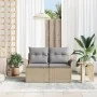 Sofá de jardín de 2 plazas con cojines en color beige de poliratán | Foro24.es | Tu tienda online para hogar, jardín y más Foro24.es