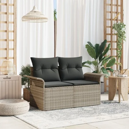 Sofá de jardín de 2 plazas con cojines gris claro de poliratán von , Outdoor-Sofas - Ref: Foro24-42006697, Preis: 178,80 €, R...