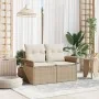 Sofá de Jardín de 2 Plazas con Almacenamiento y Cojines Beige Poliratán | Foro24.es | Tu tienda online para hogar, jardín y más Foro24.es