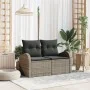 Sofá de Jardín de 2 Plazas con Cojines Gris Poliratán by , Outdoor sofas - Ref: Foro24-42006734, Price: 176,13 €, Discount: -5%%