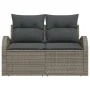 Sofá de Jardín de 2 Plazas con Cojines Gris Poliratán by , Outdoor sofas - Ref: Foro24-42006734, Price: 176,13 €, Discount: -5%%